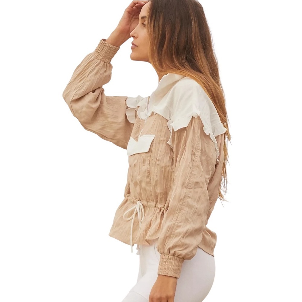 Free People Movement Let's Go Out Crinkled Outdoors Sporty Pullover Jacket S View 2